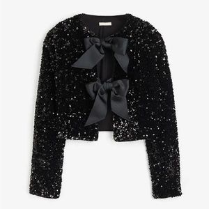 H&M bloggers dream black sequined cardigan jacket with bows size S